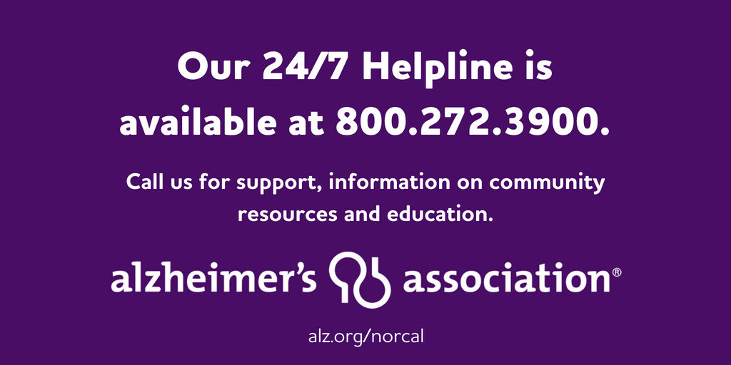 Alzheimer's Association Helpline information 800.272.3900