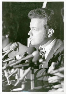 Bruce Pasternack as a young man talking to the media about the environment