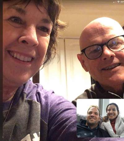 Pam and Bob, connecting with family via video