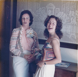 Francie poses with her mother in law Betty who had Alzheimer's at a wedding