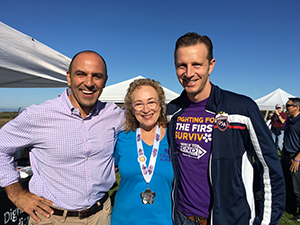 Francie, Congressman Jimmy Panetta and Coutny Supervisor Zach Friend at the Santa Cruz Walk to End Alzheimer's.