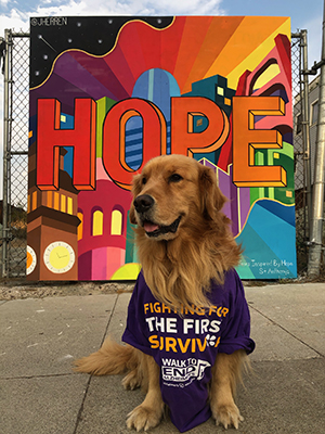 Brixton in his Walk to End Alzheimer's shirt