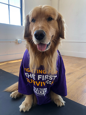 Brixton in his Walk to End Alzheimer's shirt