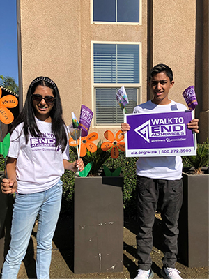 Akhil and his sister at the Fresno Walk to End Alzheimer's 