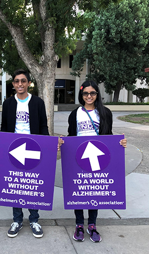 Akhil and his sister volunteer at the Fresno Walk to End Alzheimer's 