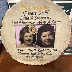 Memory plaque of Nina who died with Alzheimer's 