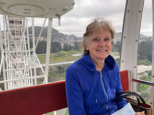 Cathy who is living with Alzheimer's on a gondola ride