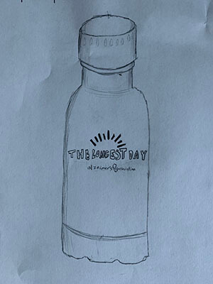 Drawing of The Longest Day water bottle by Celina