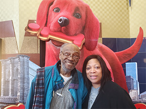 Kerri and Larry, who has dementia, at the movies