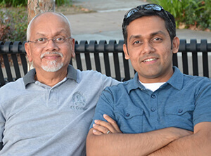 Mukund, Alzheimer's Association volunteer, and his son