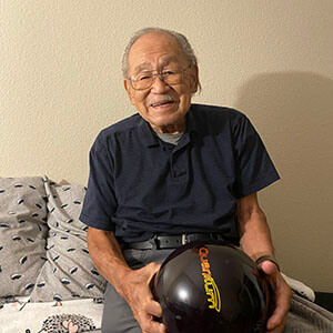 James, who was living with dementia and his bowling ball